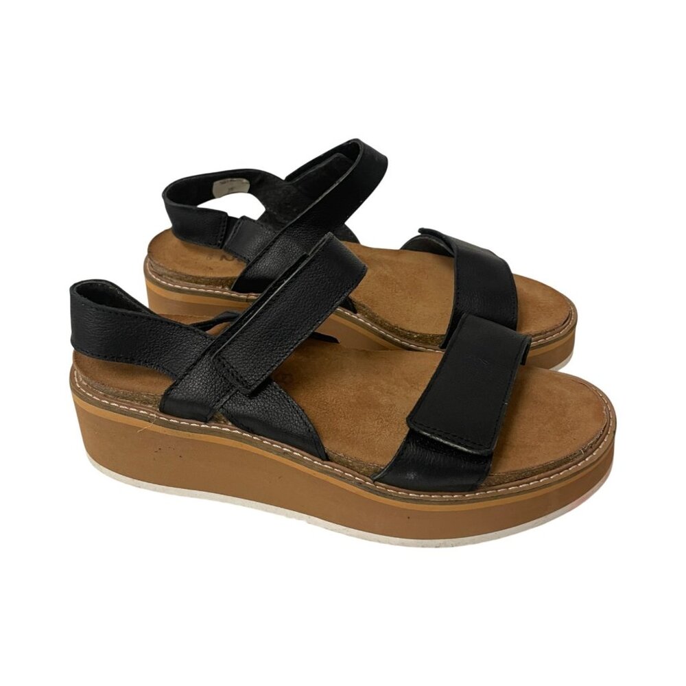 Naot Black Leather Platform Sandals size 39 EUC